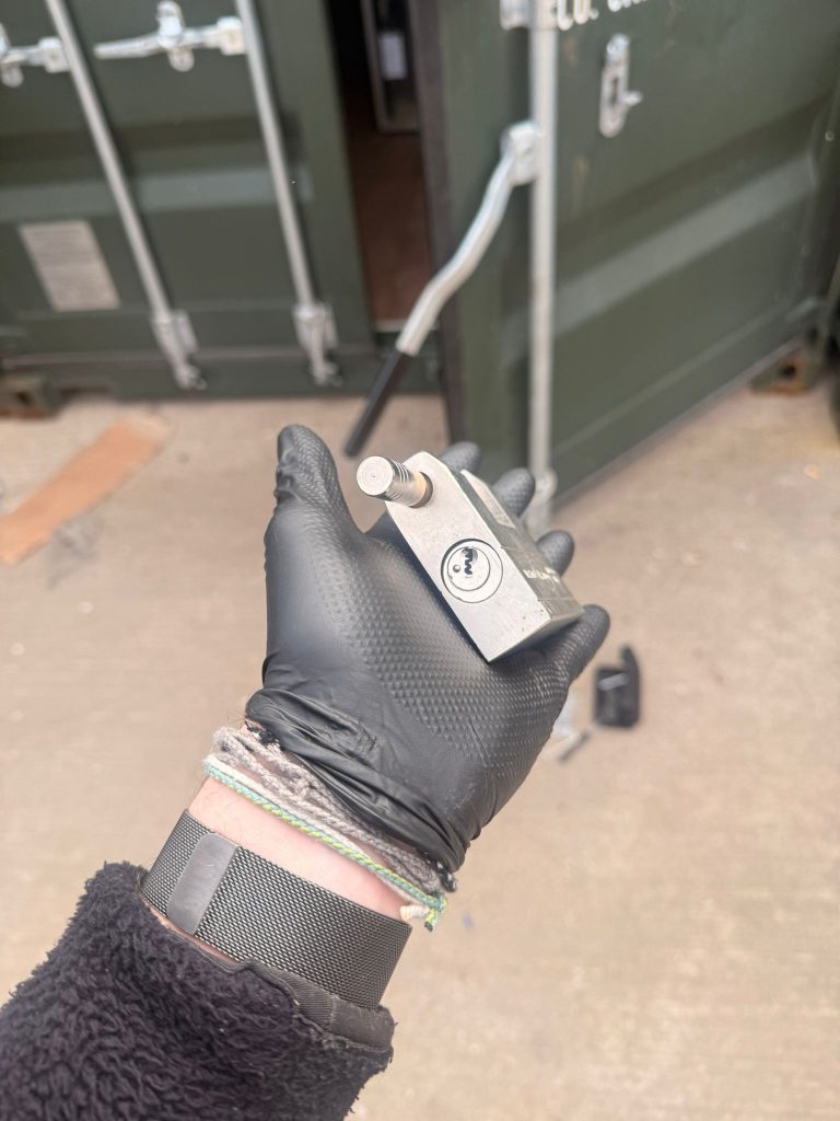 Container lock cylinder replaced at a storage yard in Hyson Green